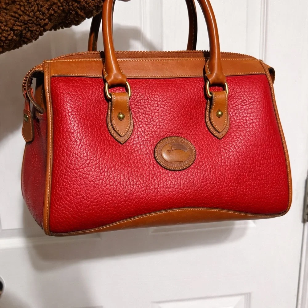 Dooney & Bourke Red and Brown Leather Satchel - Picture 1 of 5
